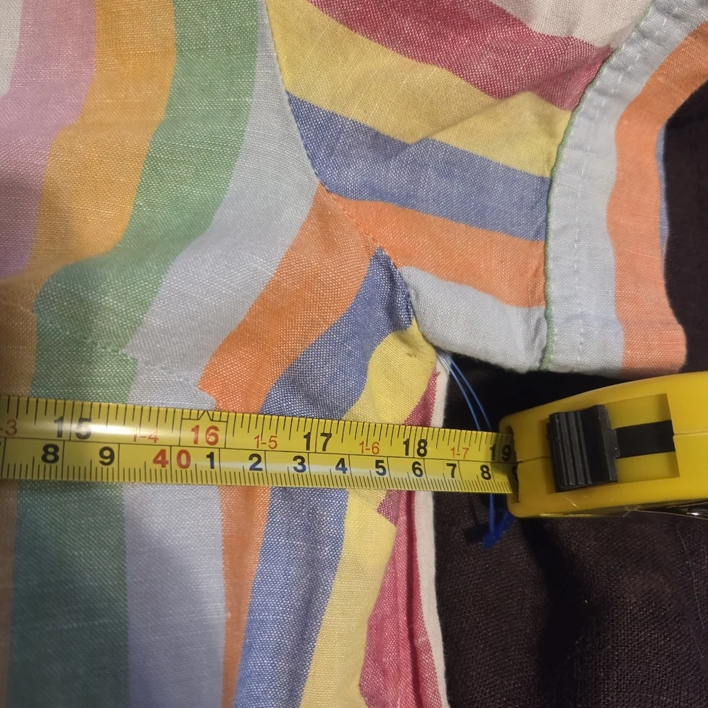 J.Crew Women's Multicolor Striped Linen-Cotton Blend Casual Dress. Sz PM - Picture 8 of 9